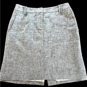 LOFT Ann Taylor Linen Blend Skirt Gray Silver Size 0 Tailored Preppy